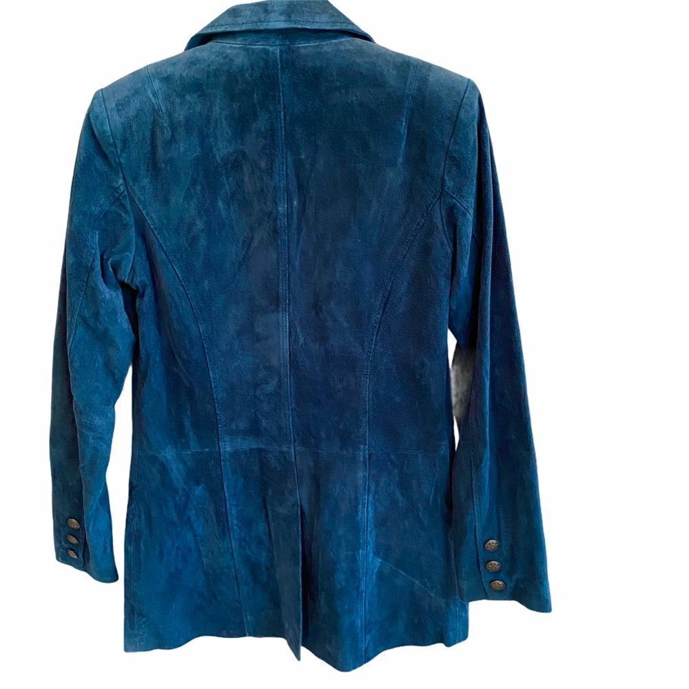Denim&Co Washable Suede Jacket Blazer Mallard Blue - Picture 6 of 6
